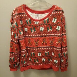 Women's New No Boundaries Christmas sweatshirt, Fluffy Soft! Size 2XL, Red, CUTE